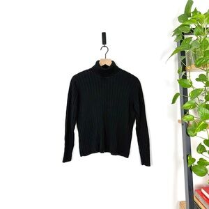 Eddie Bauer cotton ribbed turtleneck sweater in black size L